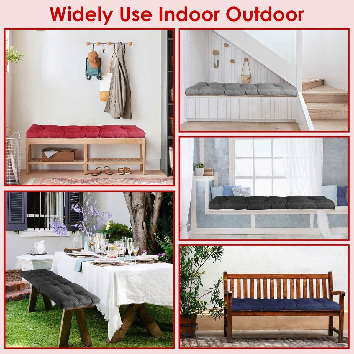 Bench Seat Cushion for Indoor Outdoor Furniture Non-Slip - A-1 Thread Vault