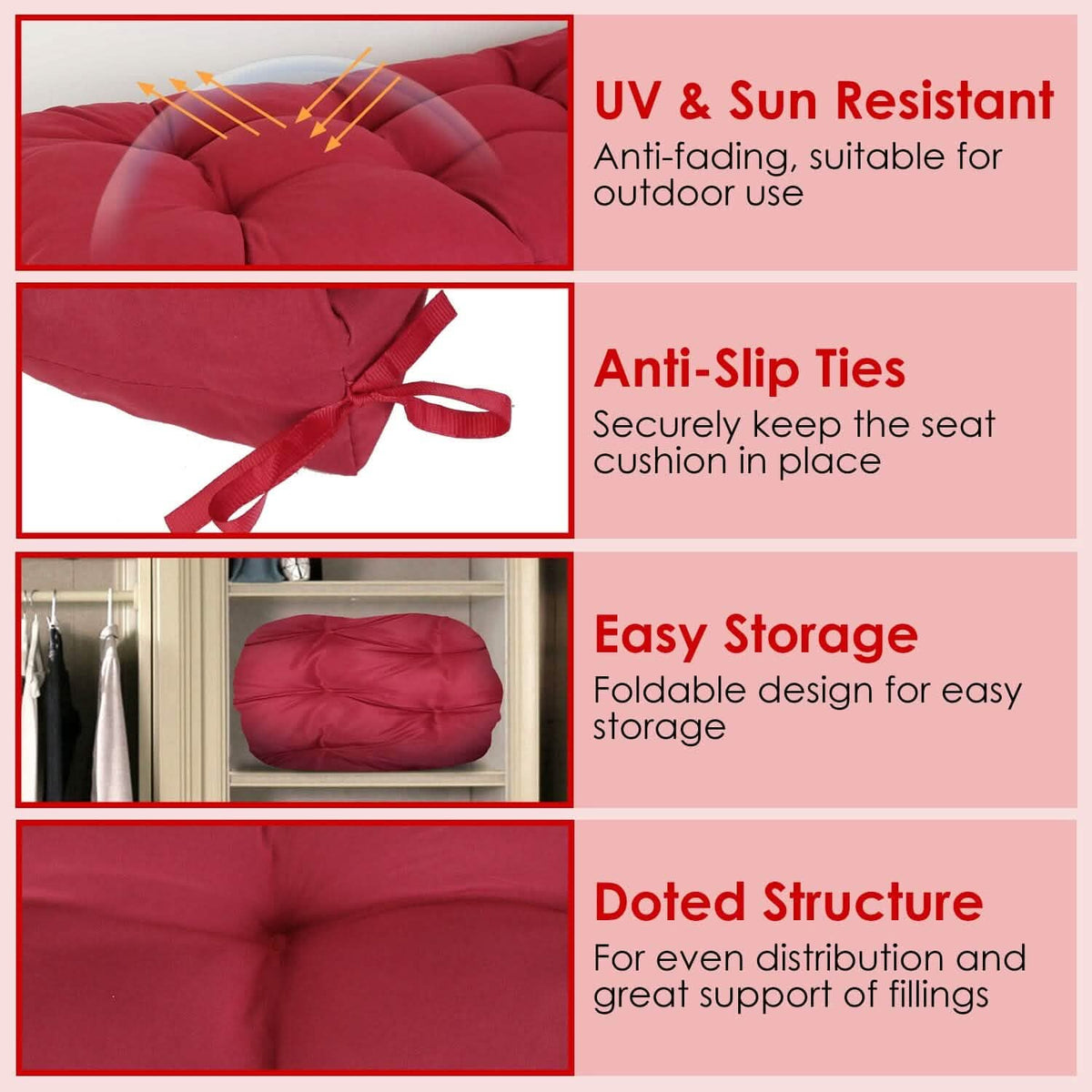 Bench Seat Cushion for Indoor Outdoor Furniture Non-Slip - A-1 Thread Vault