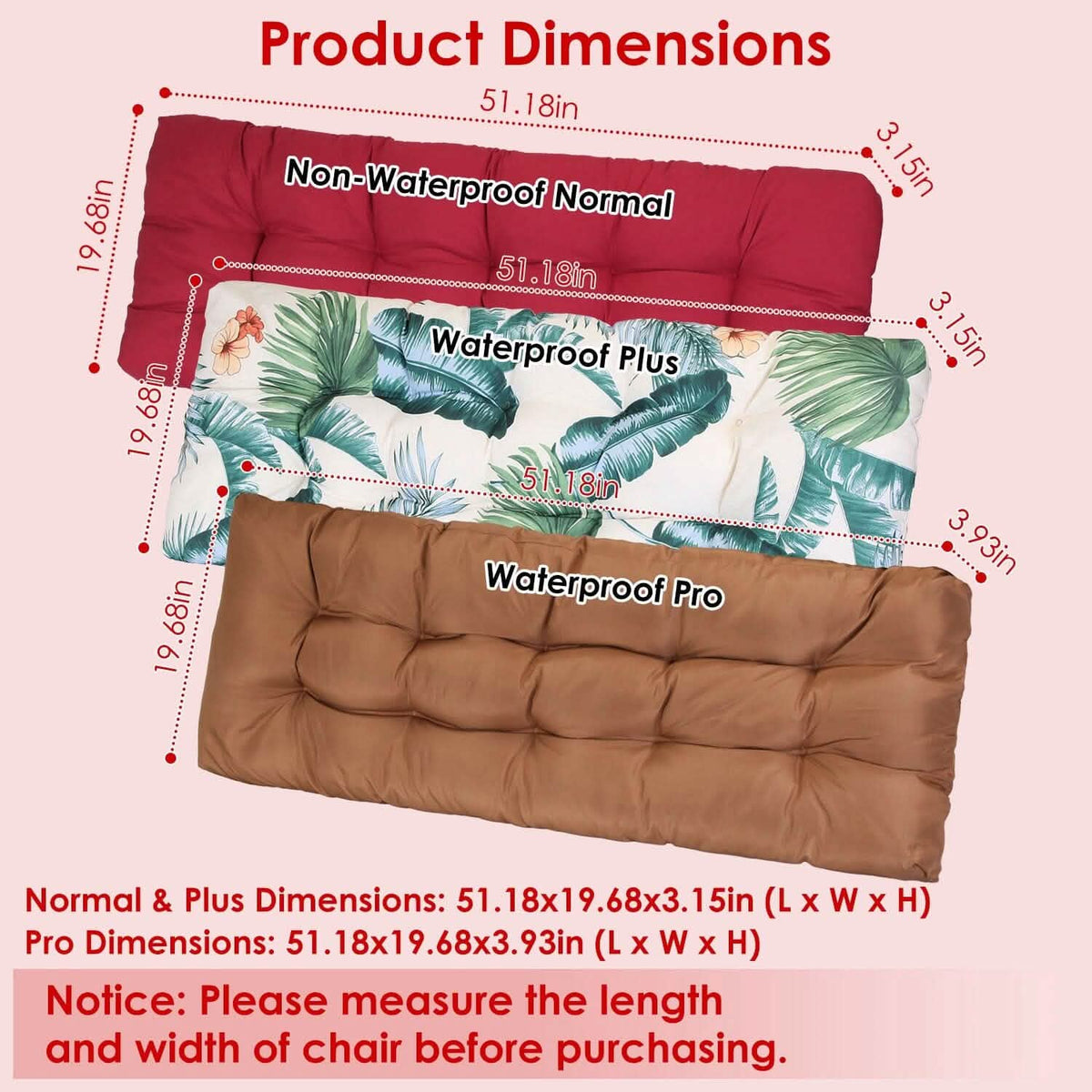 Bench Seat Cushion for Indoor Outdoor Furniture Non-Slip - A-1 Thread Vault