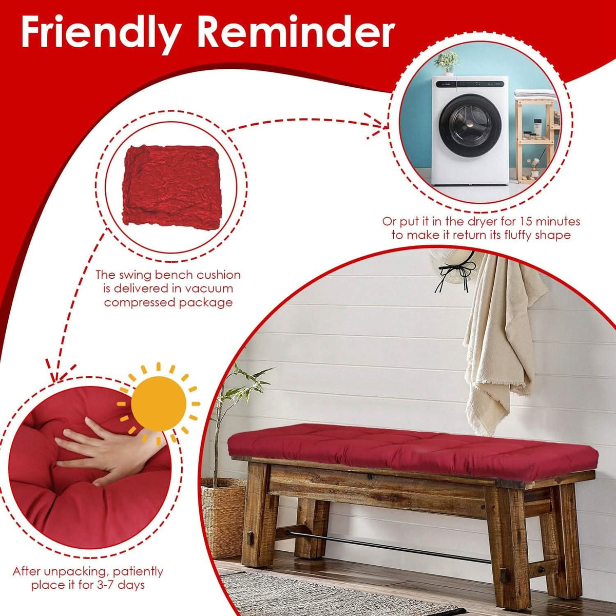 Bench Seat Cushion for Indoor Outdoor Furniture Non-Slip - A-1 Thread Vault