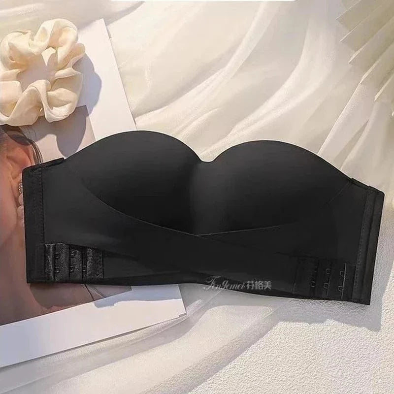 Big Breasts Underwear Sexy Lingerie S-Xl Plus Size Front Buckle Seamless One-piece Bra Cup Invisible Strapless Bra For Women - A-1 Thread Vault