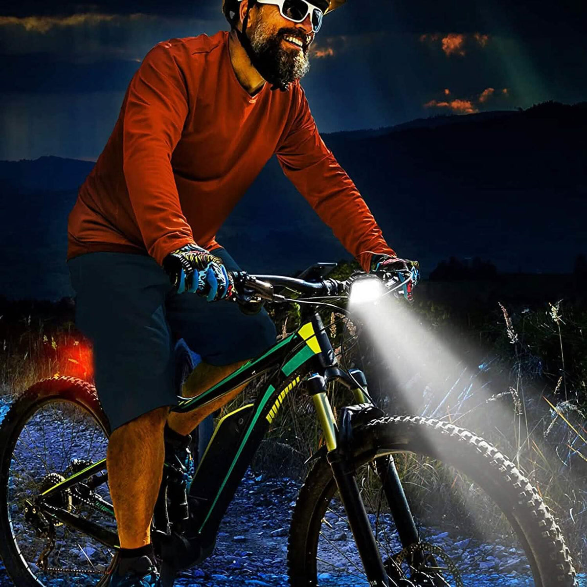 Bike Headlight TailLight IP65 Waterproof Anti-Drop Rechargeable Bicycle Light Set - A-1 Thread Vault