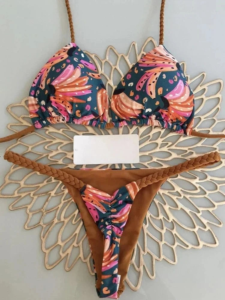 Bikini High Waist Swimsuit Sexy Thong Bikini Set Zebra Print Women Brazilian Swimwear 2023 New Biquini Swim Bathing Suits Women - A-1 Thread Vault