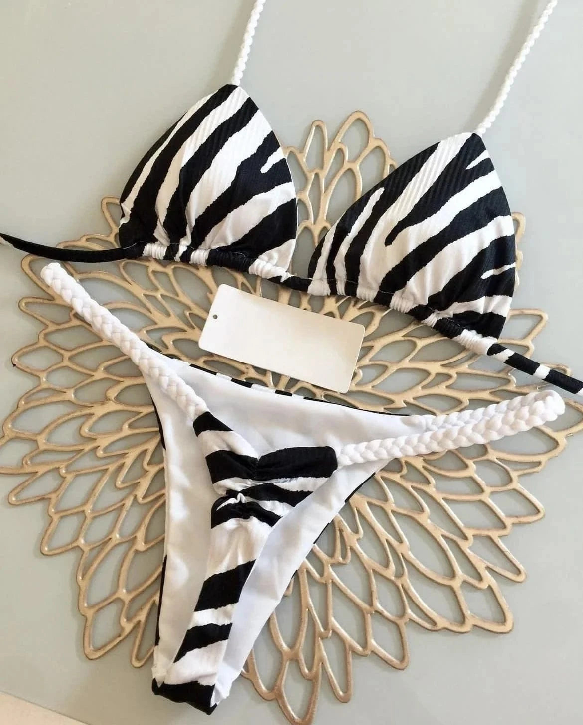 Bikini High Waist Swimsuit Sexy Thong Bikini Set Zebra Print Women Brazilian Swimwear 2023 New Biquini Swim Bathing Suits Women - A-1 Thread Vault