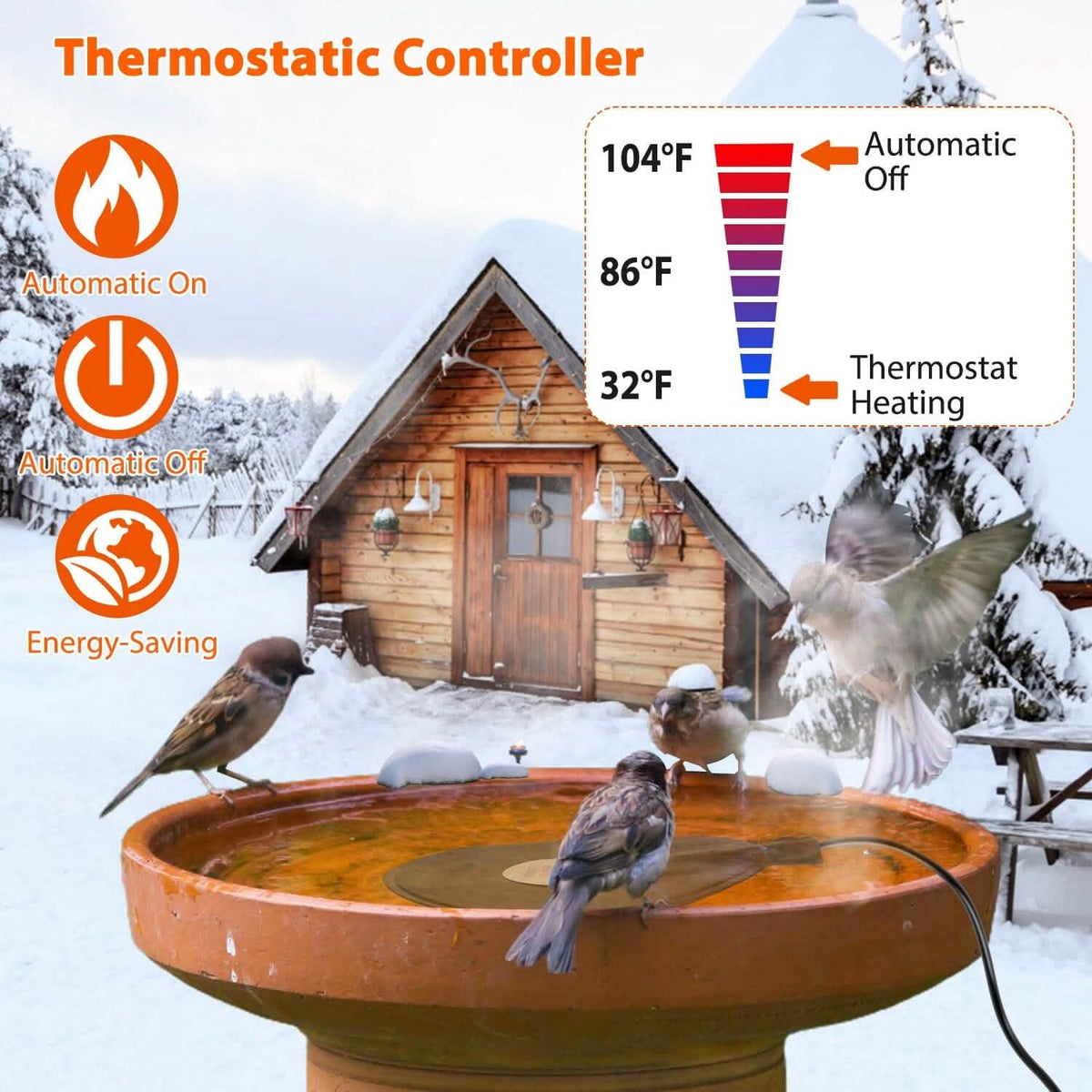 Bird Bath Deicer Outdoor Winter Water Heater Thermostatically Controlled - A-1 Thread Vault