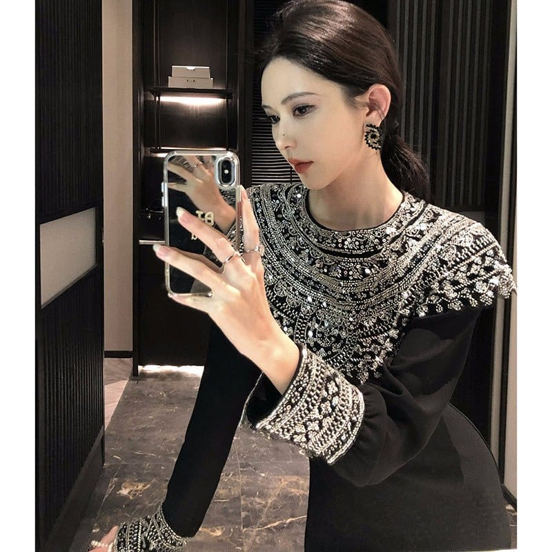 Black Fitted Column Gown(MS423) - A-1 Thread Vault