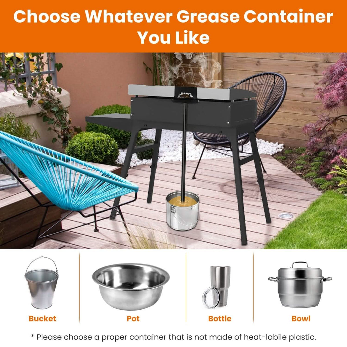 Blackstone Griddle Grease Catcher with Heat Resistant Hose Stainless Steel - A-1 Thread Vault