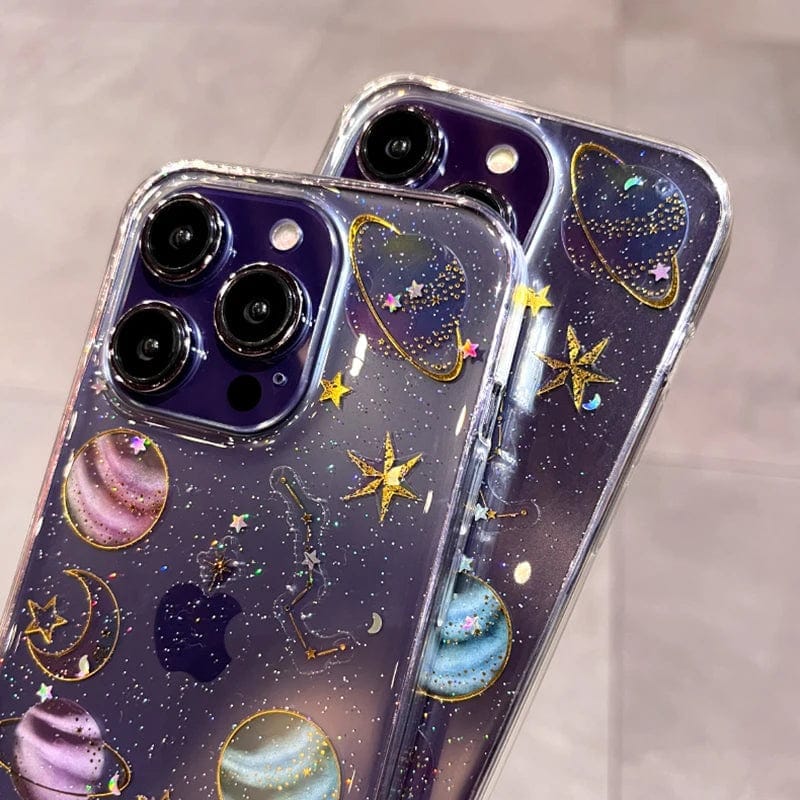 Bling Glitter Planet Stars Clear iPhone Case - A-1 Thread Vault