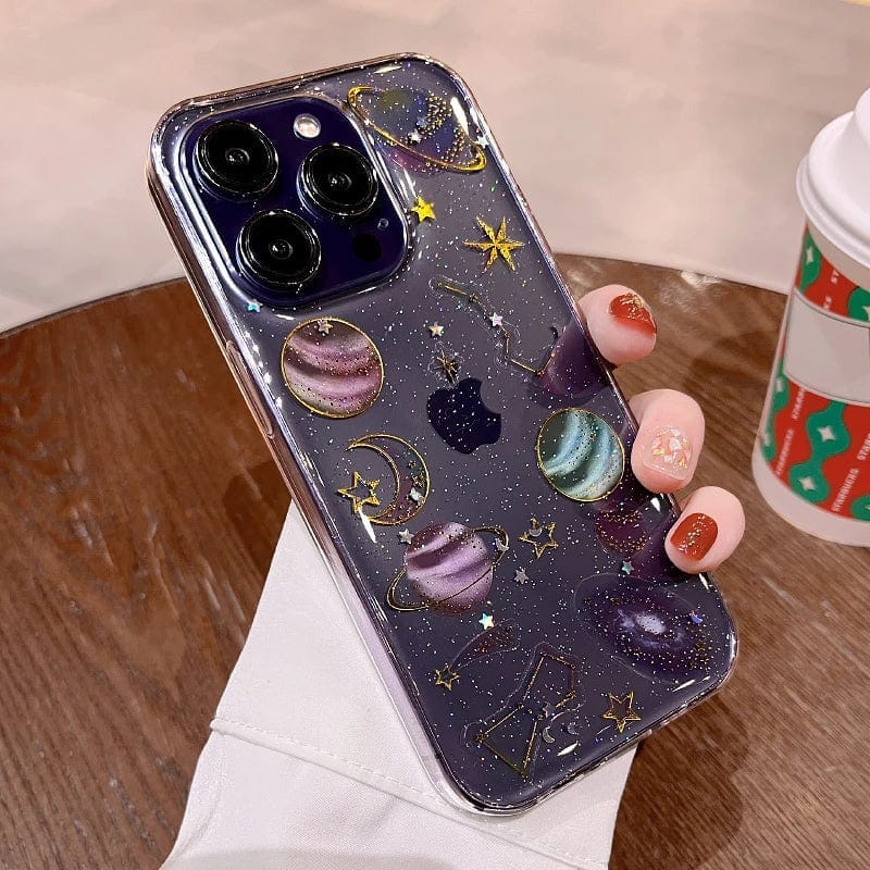 Bling Glitter Planet Stars Clear iPhone Case - A-1 Thread Vault
