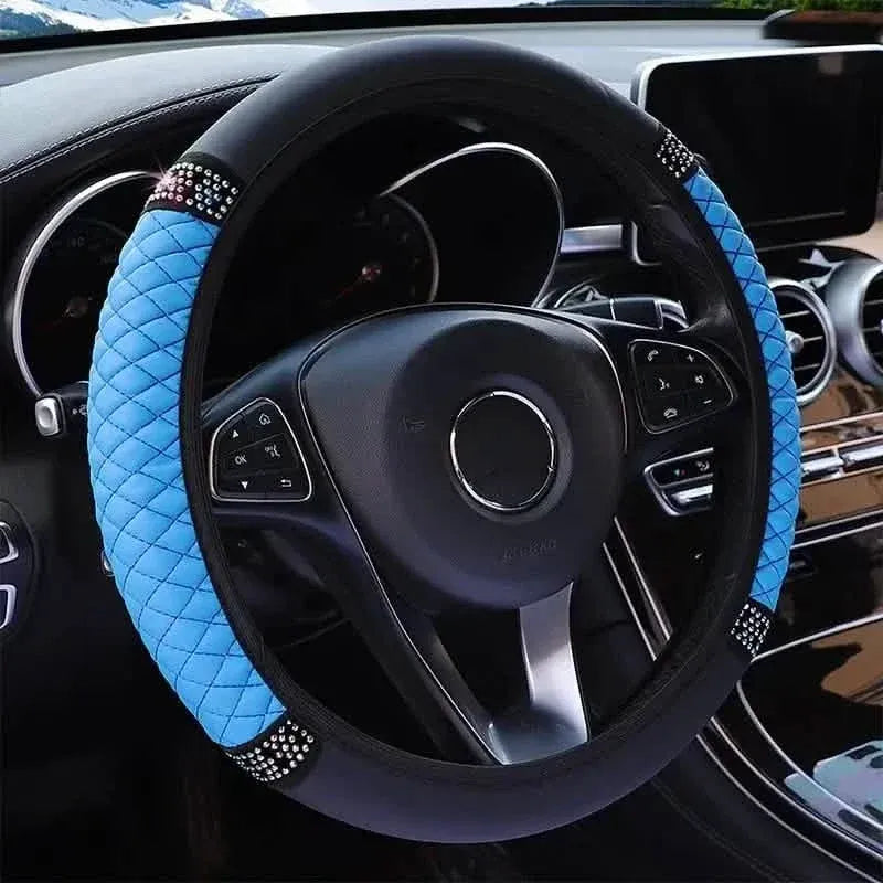 Bling Soft Leather Car Steering Wheel Cover Non-Slip Heat And Cold Protector - A-1 Thread Vault
