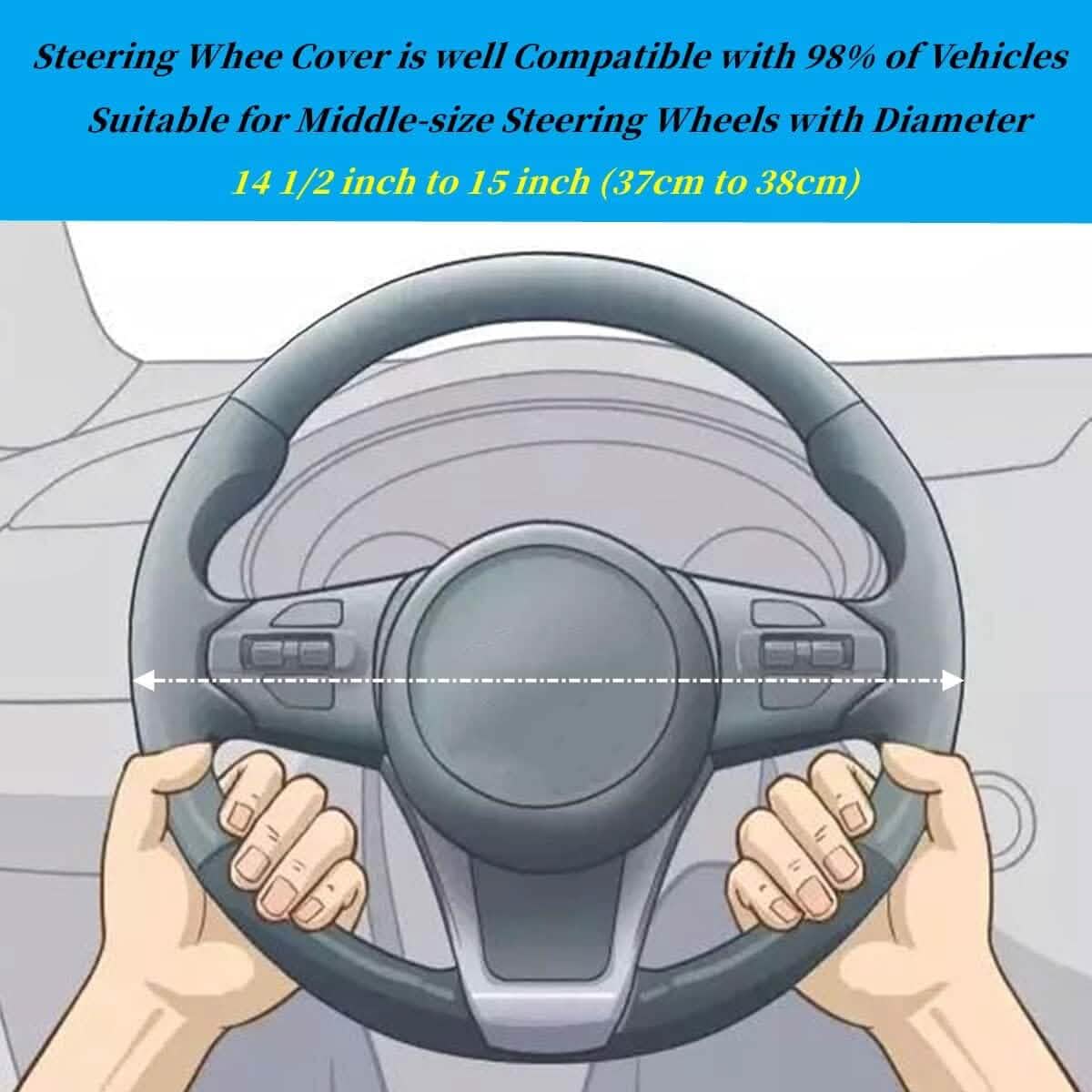 Bling Soft Leather Car Steering Wheel Cover Non-Slip Heat And Cold Protector - A-1 Thread Vault
