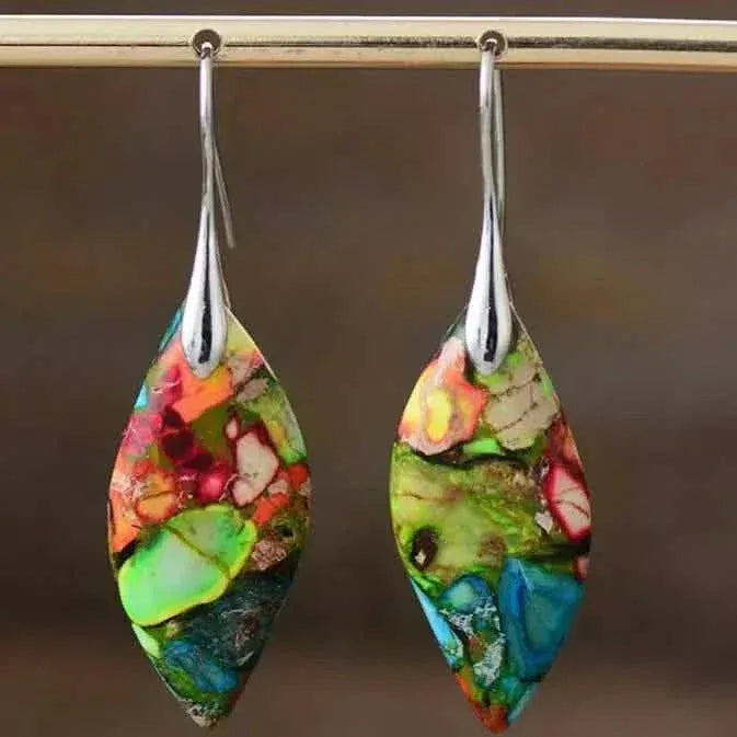 Boho Elegant Natural Stone Dangle Earrings - A-1 Thread Vault