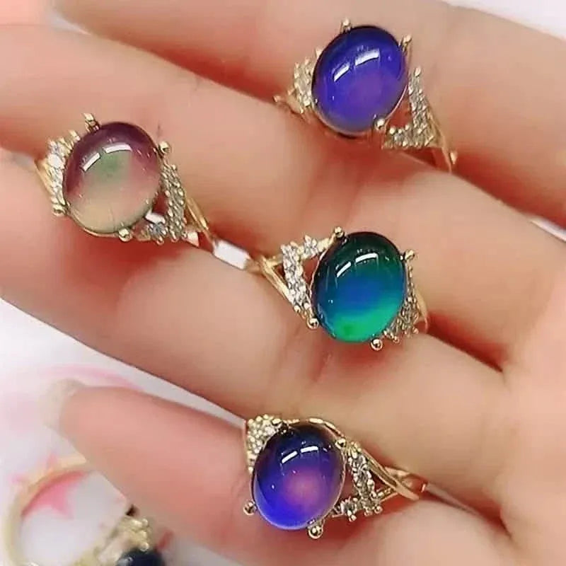 Boho Style Color Changing Mood Stone Cuff Rings - A-1 Thread Vault