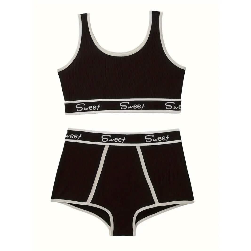 Breathable Solid Sports Push Up Bra and Panties Lingerie Set - A-1 Thread Vault