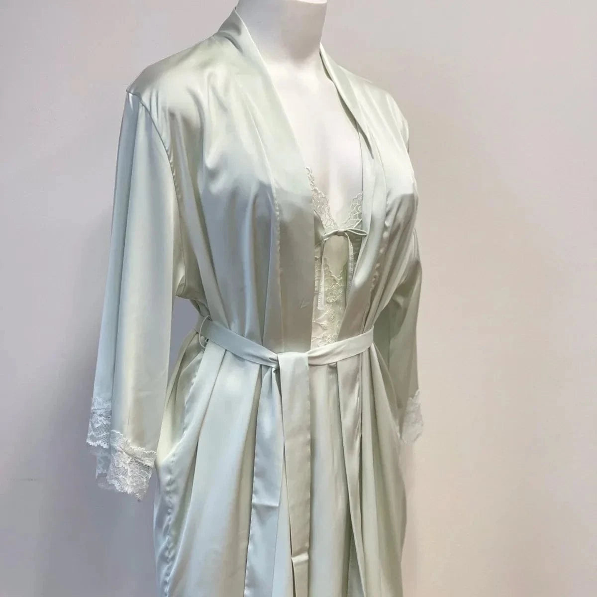 Bridal Kimono Robes Only Beautiful Sexy Pajamas Women's Bathrobe Pure French High Quality Nightgown Lace Mesh Bow Dressing Gowns - A-1 Thread Vault