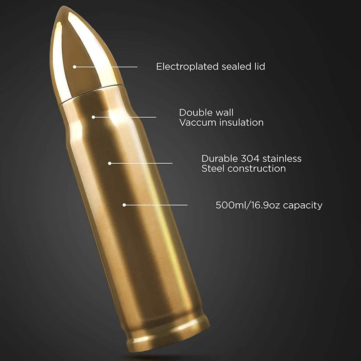 Bullet Water Bottle Gift for Dad 17 Oz - A-1 Thread Vault