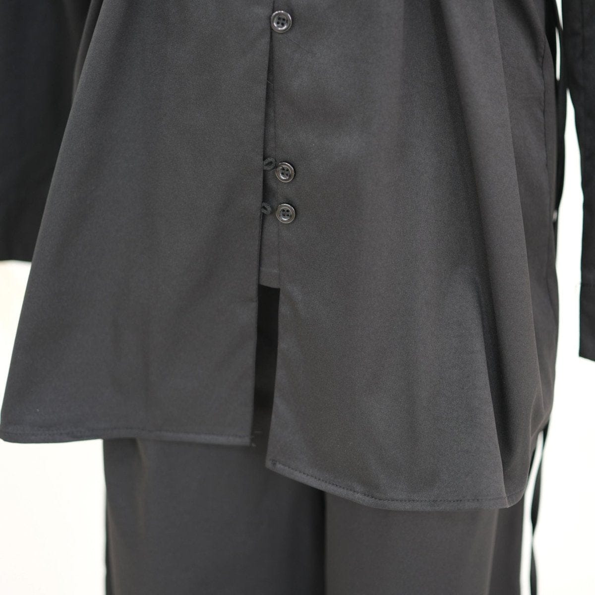 Button-Front Longline Top & Wide-Leg Trouser Set(MS456) - A-1 Thread Vault