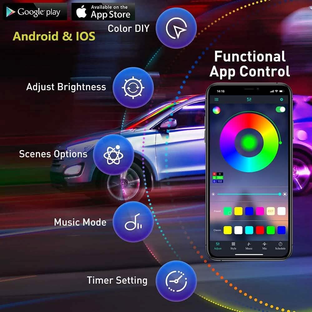 Car LED Strip Ambient Light Kit - A-1 Thread Vault