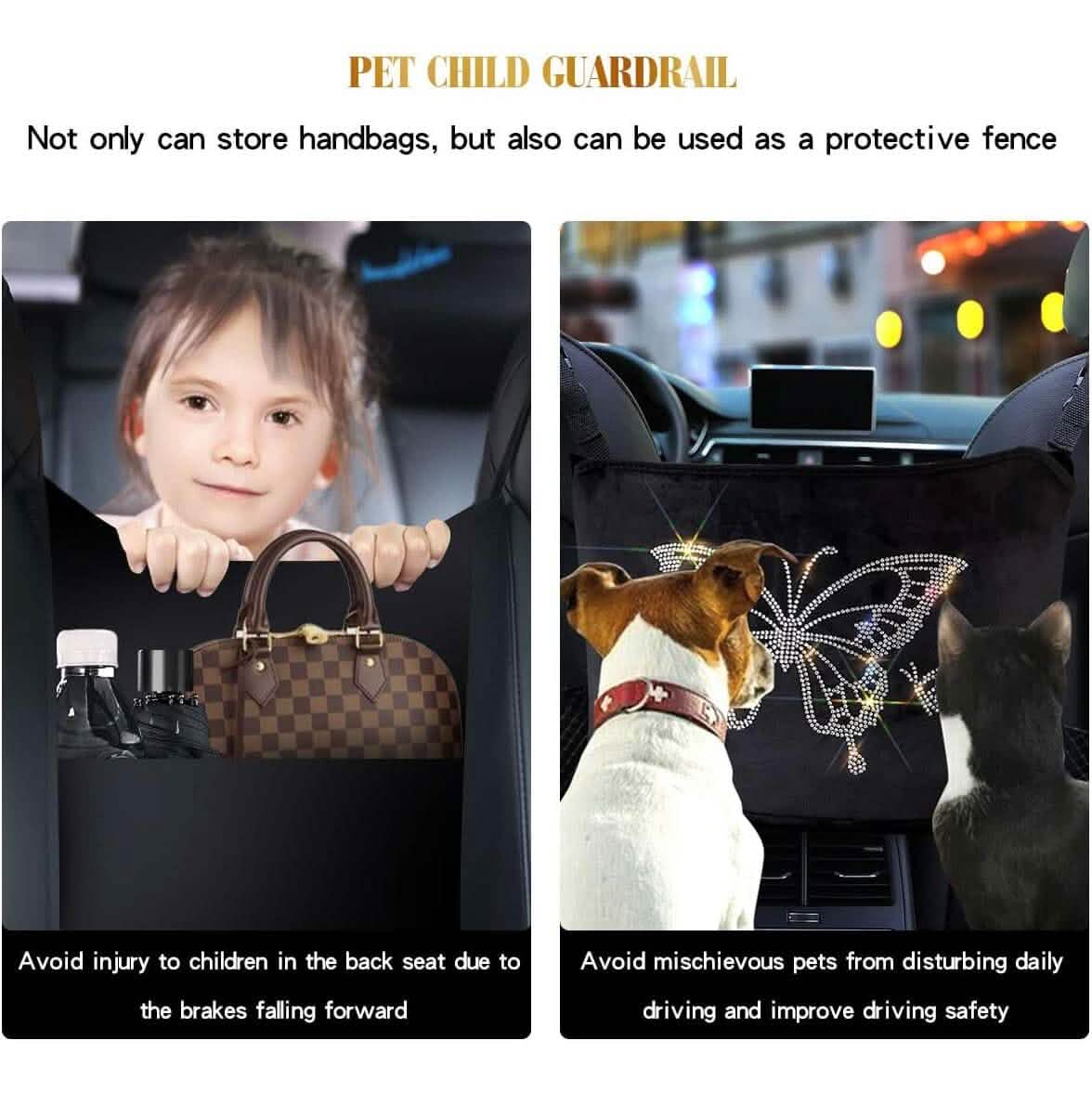 Car Net Backseat Pocket Handbag Holder and Organizer Between Seats - A-1 Thread Vault