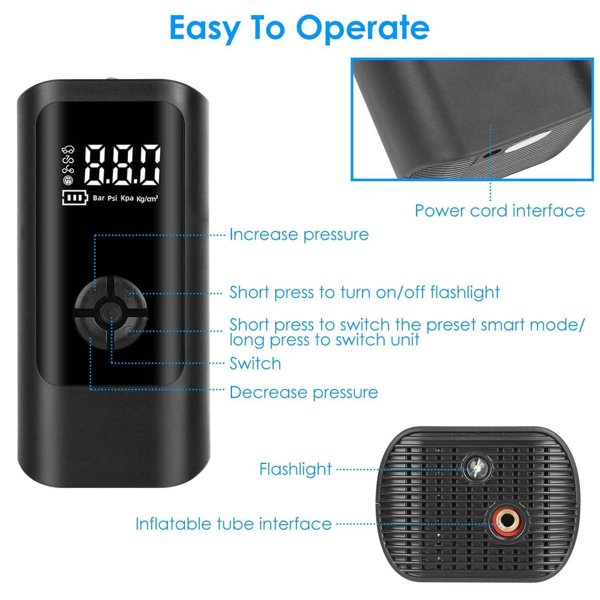 Car Tire Inflator Corded with LED Light - A-1 Thread Vault