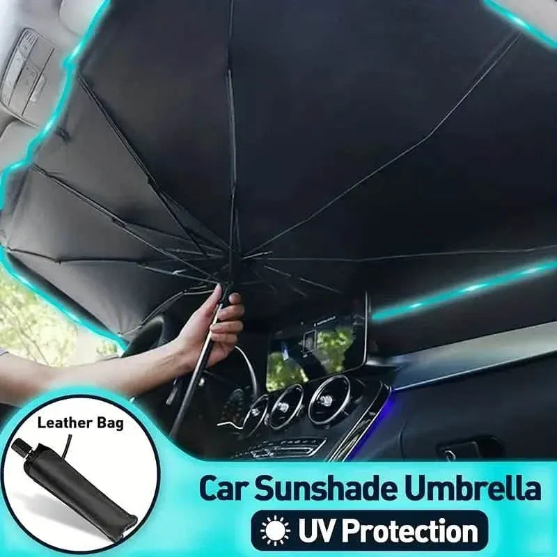 Car Windshield Sun Shade UV Rays and Heat Sun Visor Protector Foldable Reflector Umbrella - A-1 Thread Vault