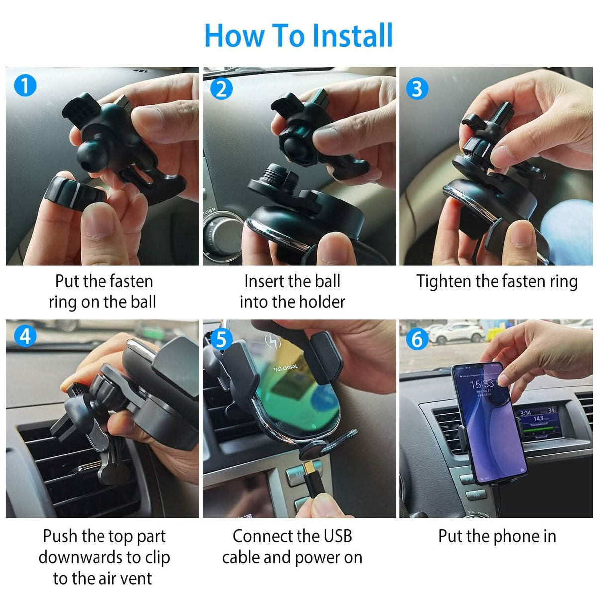 Car Wireless Phone Charger Car Air Vent Phone Mount - A-1 Thread Vault