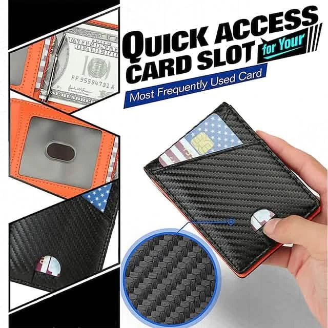 Carbon Fiber Rfid Men Wallets Bi-fold Vallet Billfold - A-1 Thread Vault