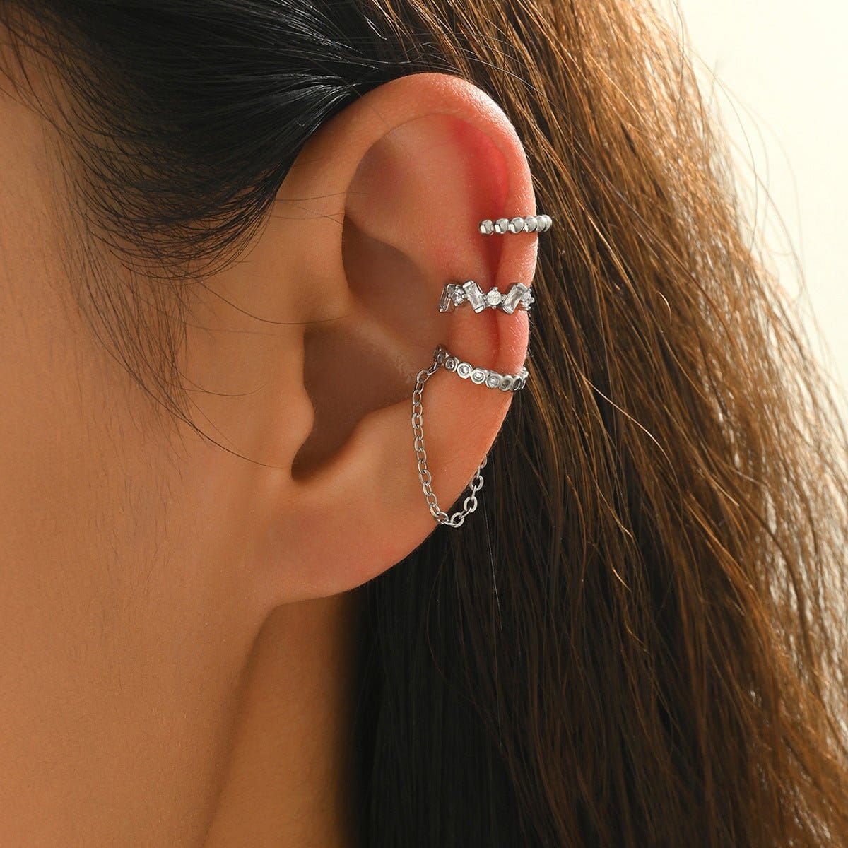 Chain Tassel Crystal Ear Cuff Set (MAC413) - A-1 Thread Vault