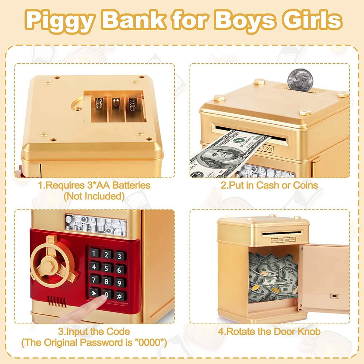 Children's Cartoon Password Box Piggy Bank - A-1 Thread Vault