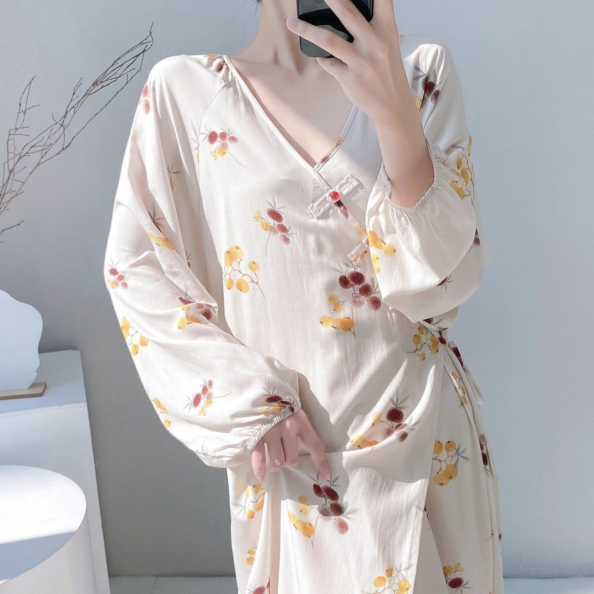 Chinese Style Jacquard & Print Maxi Wrap Dress(MS424) - A-1 Thread Vault