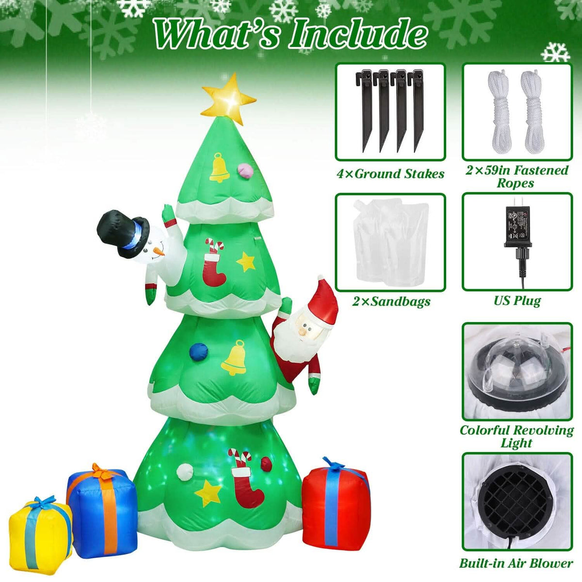 Christmas Tree Inflatable Decoration with LED Light Built-in Air Blower - A-1 Thread Vault
