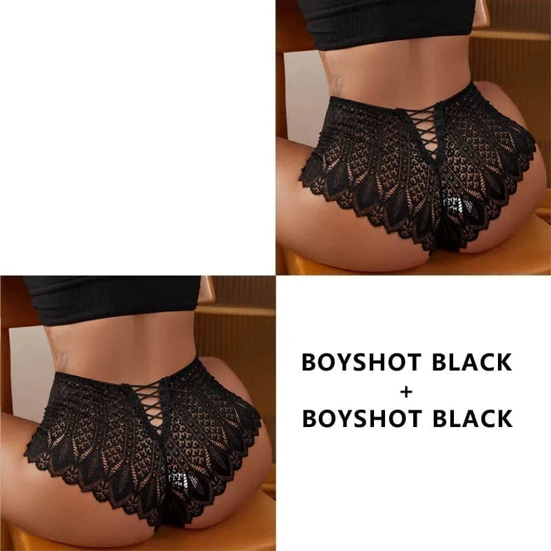 CINOON 2PCS/Set New Panties Women Lace Underwear Sexy Low-Waist Briefs Hollow Out G String Underpant Embroidery Female Lingerie - A-1 Thread Vault
