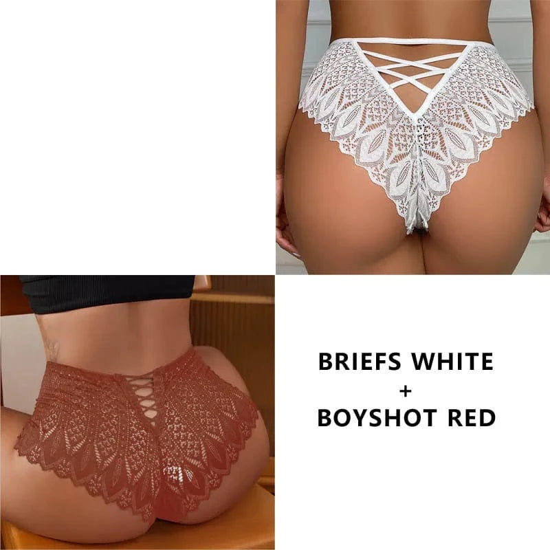 CINOON 2PCS/Set New Panties Women Lace Underwear Sexy Low-Waist Briefs Hollow Out G String Underpant Embroidery Female Lingerie - A-1 Thread Vault