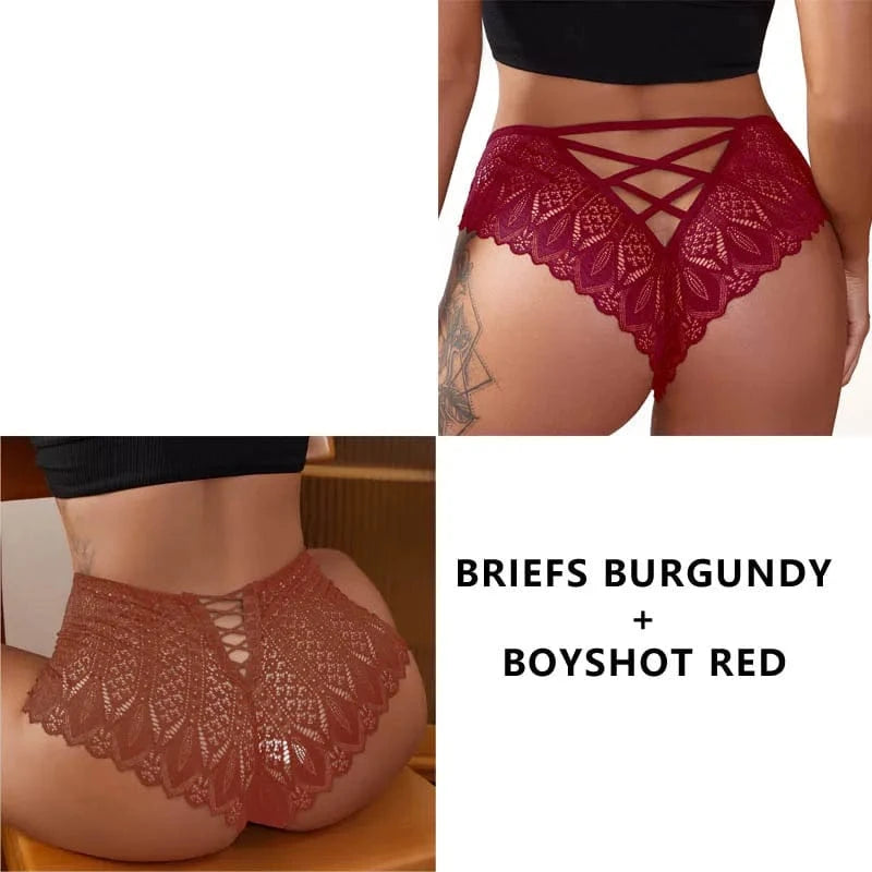 CINOON 2PCS/Set New Panties Women Lace Underwear Sexy Low-Waist Briefs Hollow Out G String Underpant Embroidery Female Lingerie - A-1 Thread Vault