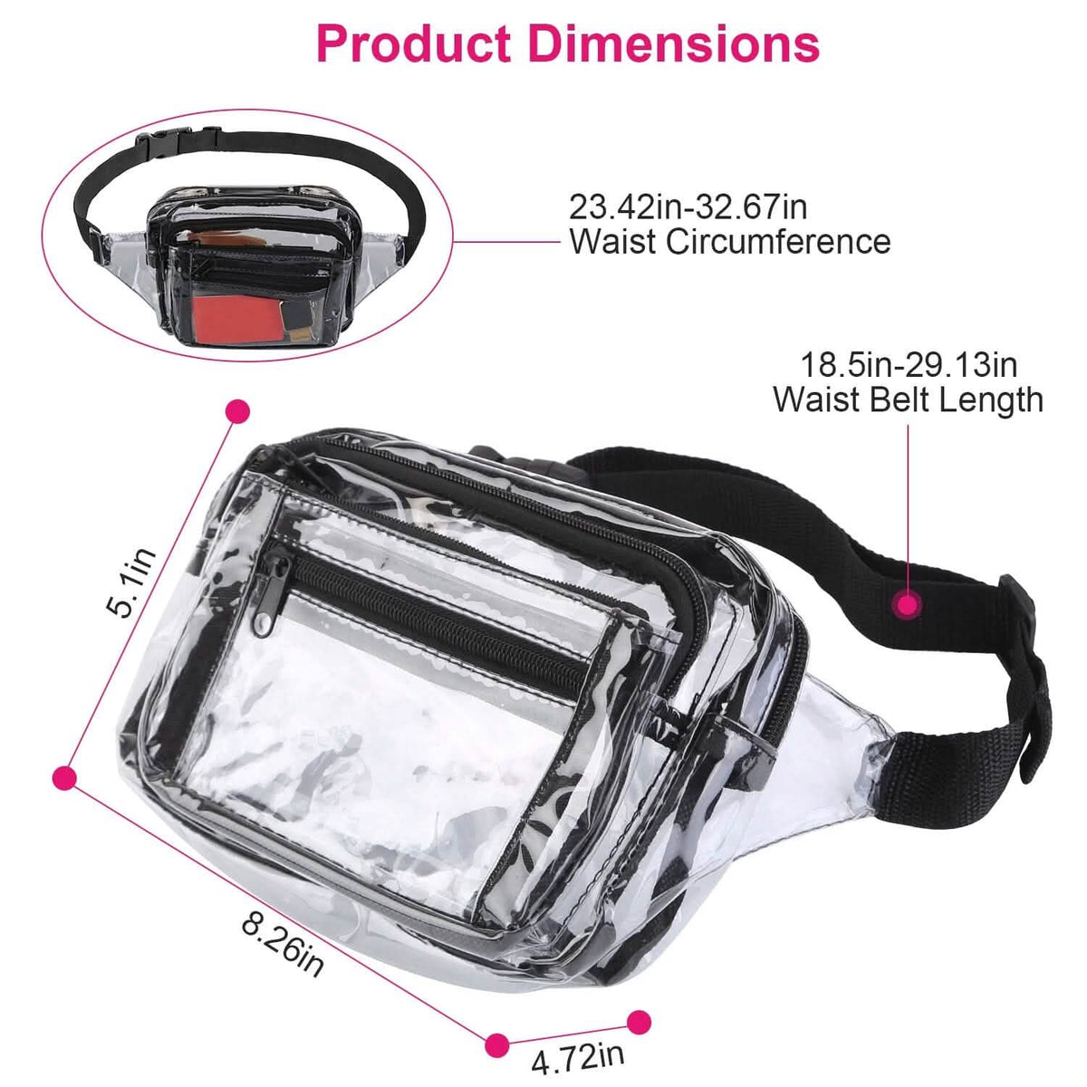 Clear Fanny Pack Unisex Transparent Waist Pouch Belt Bag - A-1 Thread Vault