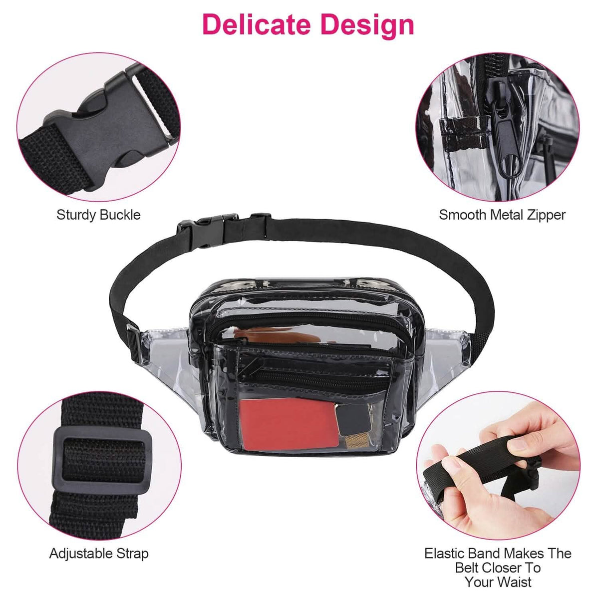 Clear Fanny Pack Unisex Transparent Waist Pouch Belt Bag - A-1 Thread Vault
