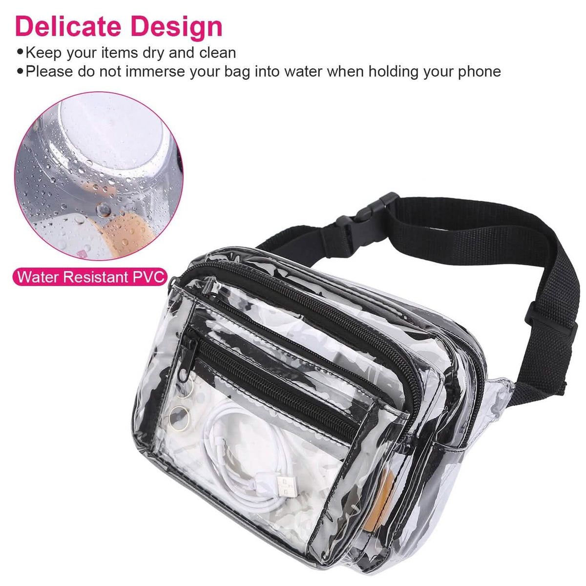 Clear Fanny Pack Unisex Transparent Waist Pouch Belt Bag - A-1 Thread Vault