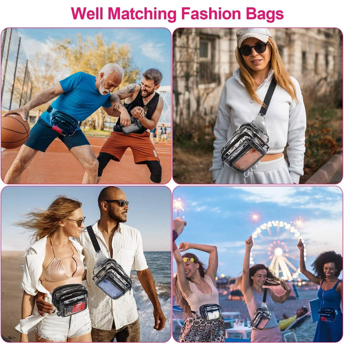 Clear Fanny Pack Unisex Transparent Waist Pouch Belt Bag - A-1 Thread Vault