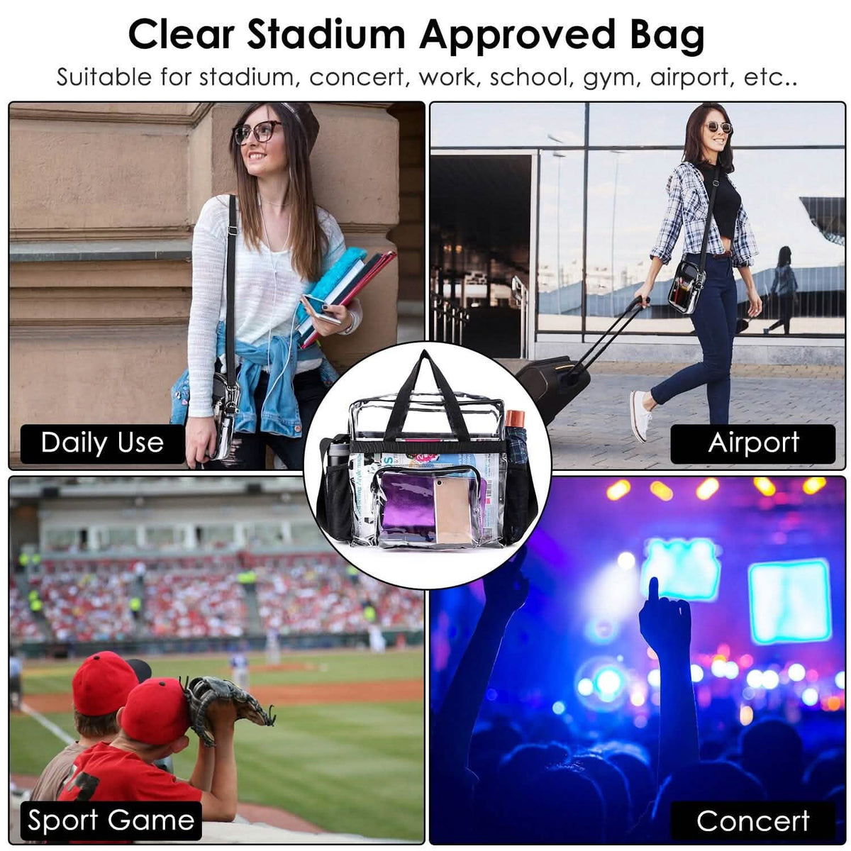 Clear Transparent Shoulder Bag Stadium Approved - A-1 Thread Vault