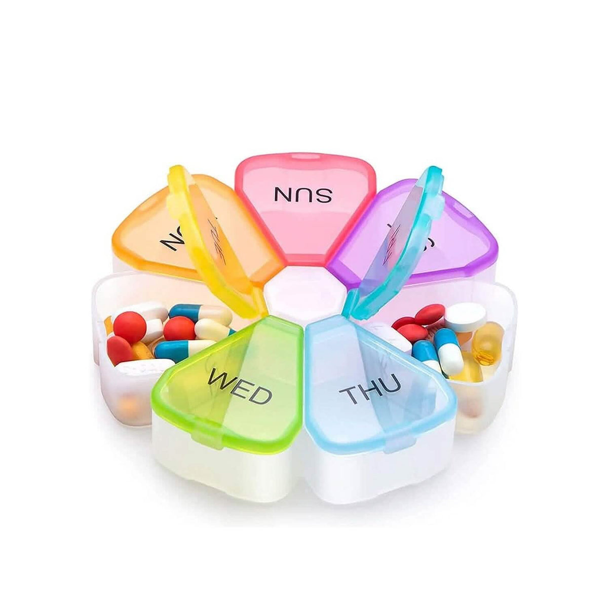 Colorful 7 Day Pills And Vitamins Organizer With Large Compartments - A-1 Thread Vault