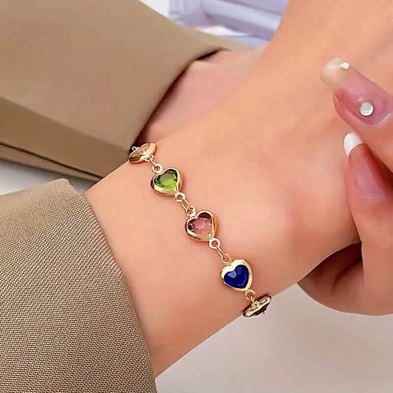 Colorful Heart-Shaped Zirconia Bracelet - A-1 Thread Vault