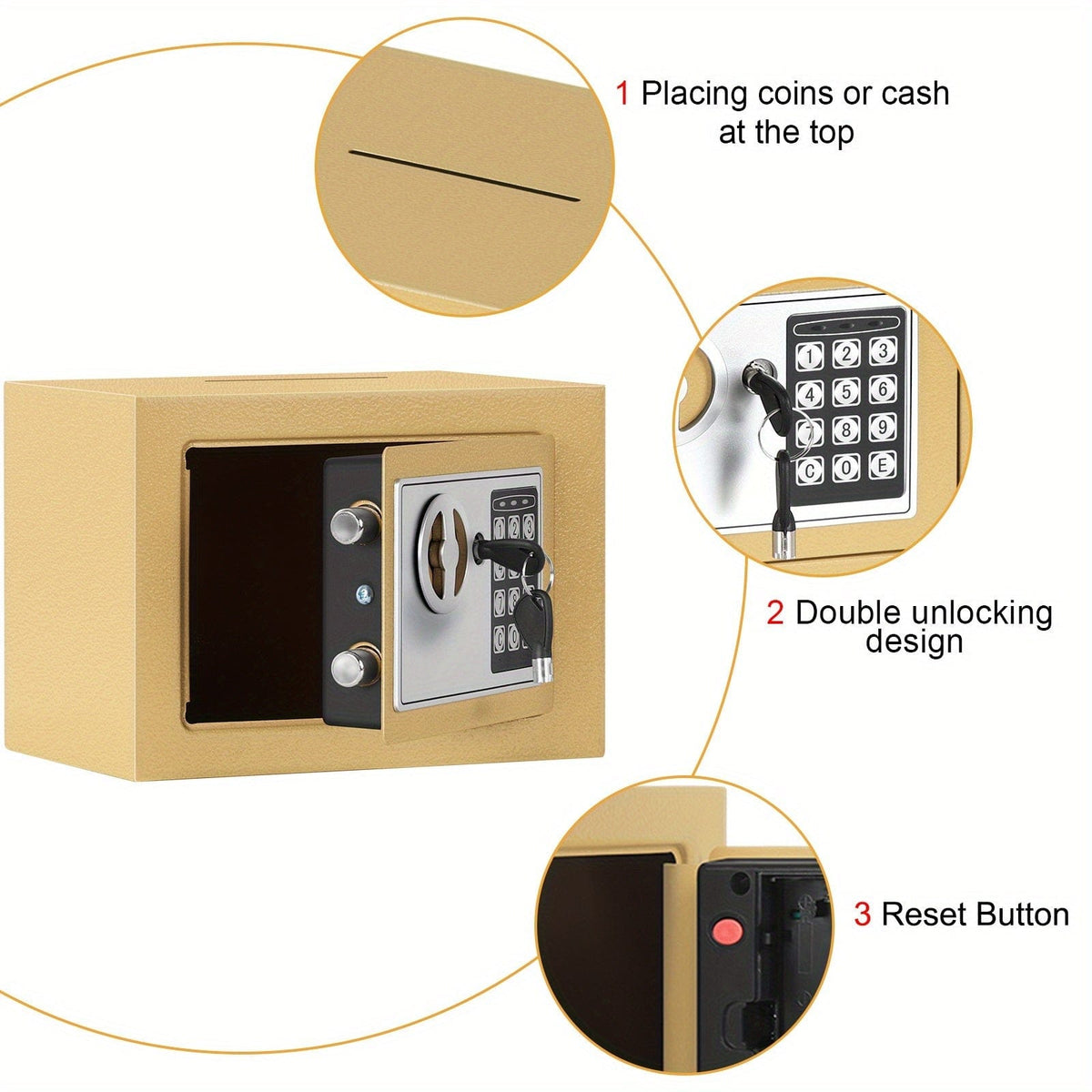 Compact Digital Safe Box – Keypad & Key Access - A-1 Thread Vault