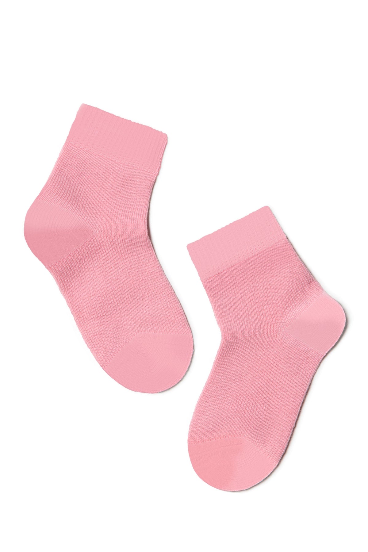 A pair of plain light pink ankle socks displayed against a white background.