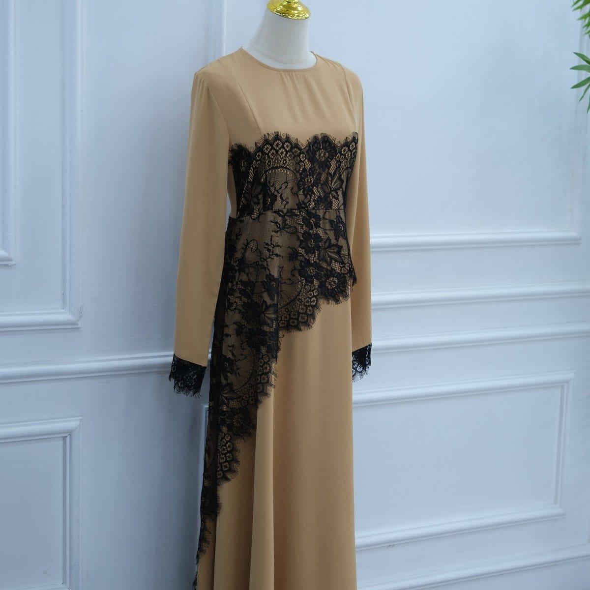Contrast Lace Waist Panel Maxi Dress(MS409) - A-1 Thread Vault