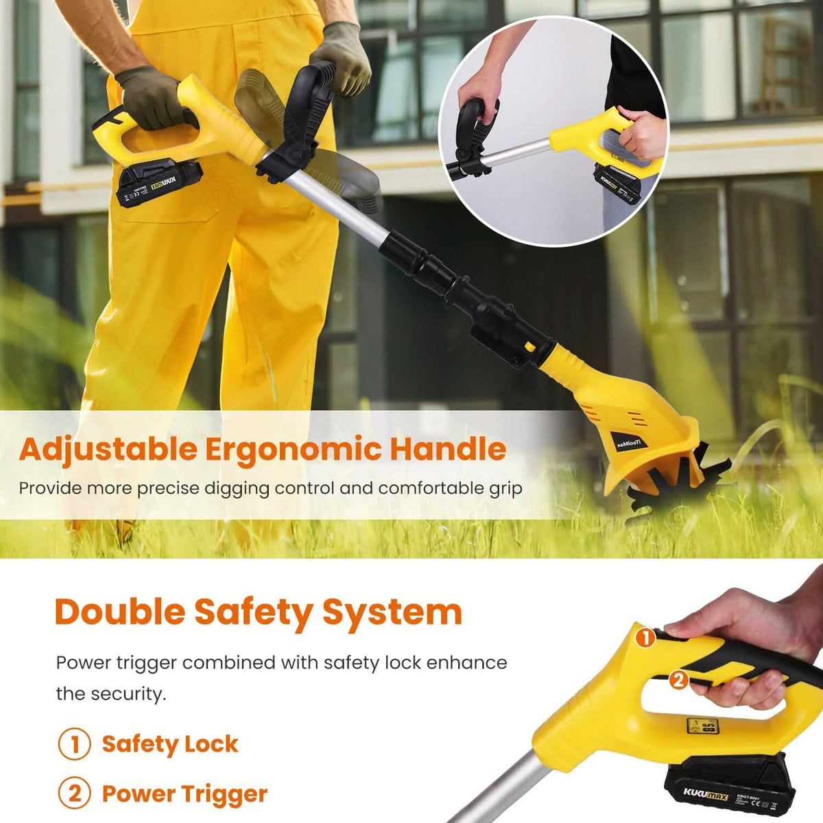 Cordless Electric Garden Tiller Cultivator With 20V Rechargeable Battery - A-1 Thread Vault