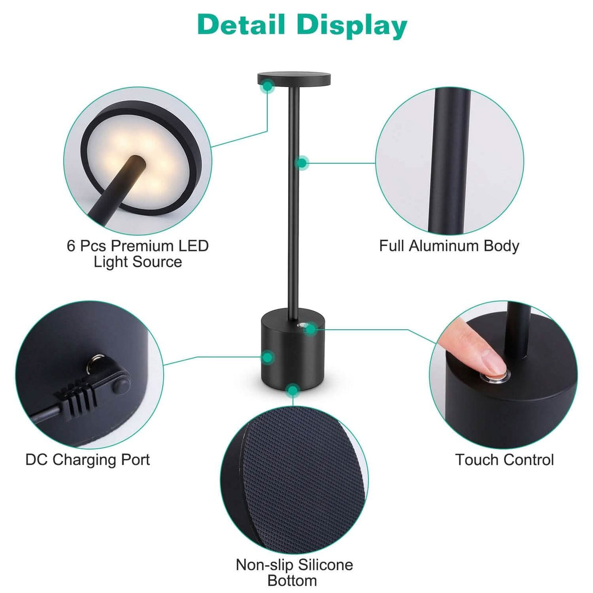 Cordless Portable Rechargeable Table Lamp - A-1 Thread Vault