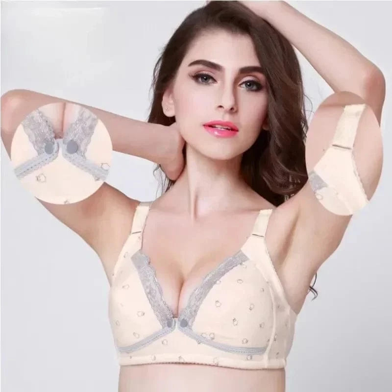 Cotton Nursing Bra Summer Breathable Breastfeeding Bras Women Maternity Plus Big Size Easy Feeding Wire Free - A-1 Thread Vault