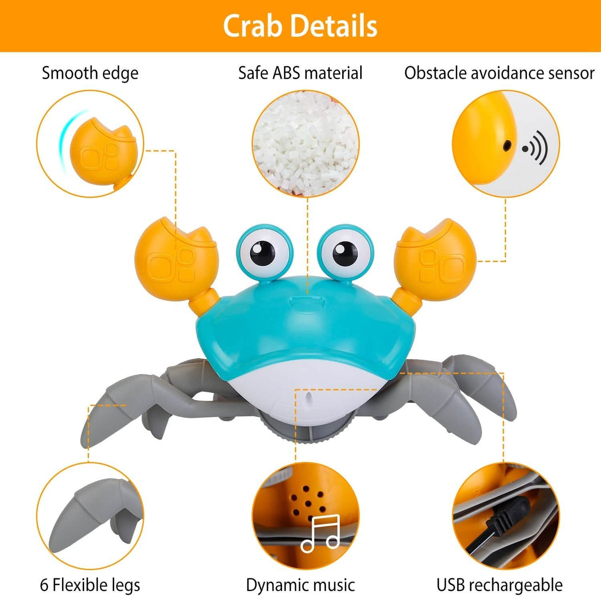 Crawling Crab Baby Toy with Music and LED Light - A-1 Thread Vault