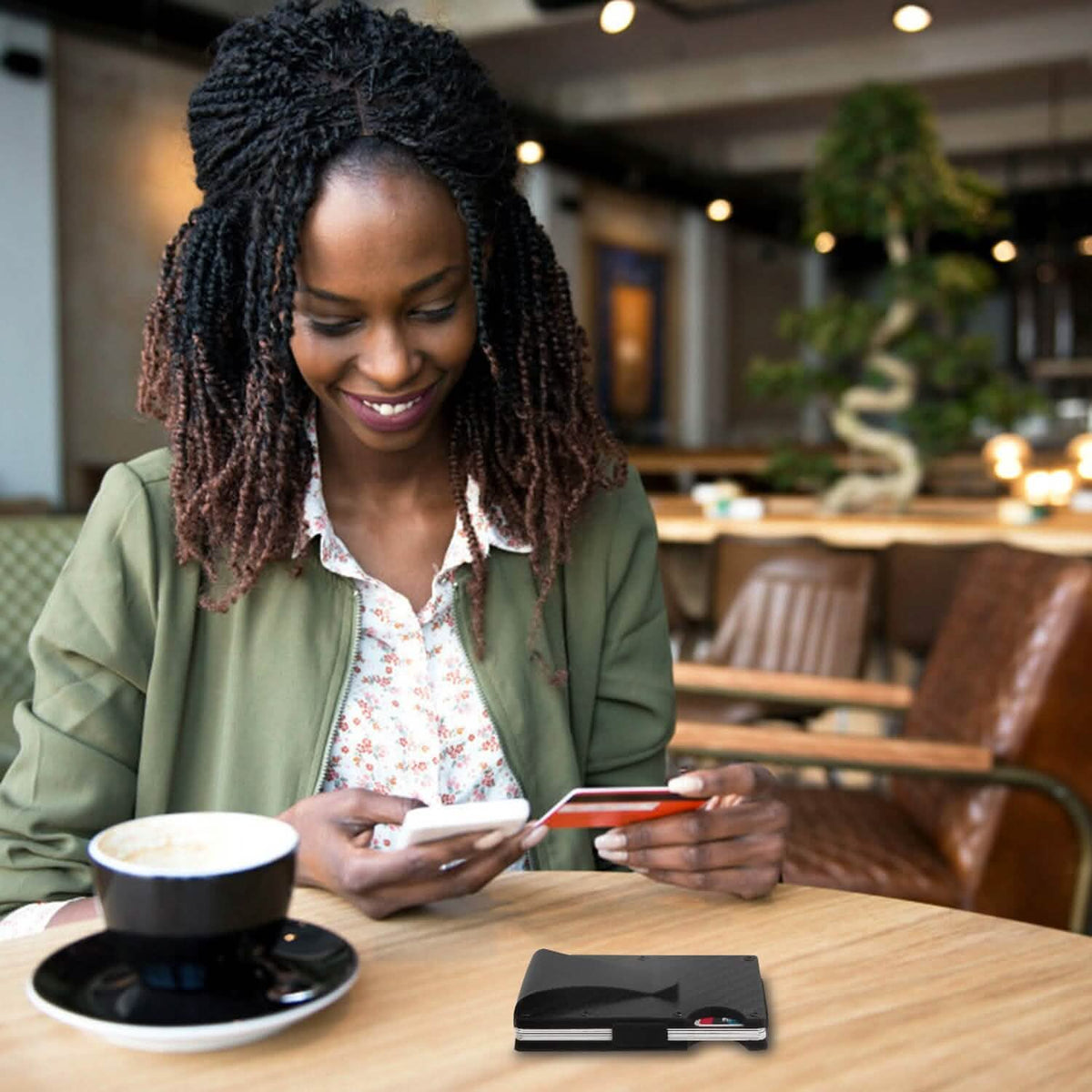 Credit Card Holder with Cash Clip Carbon Fiber RFID Blocking Scan for Men - A-1 Thread Vault