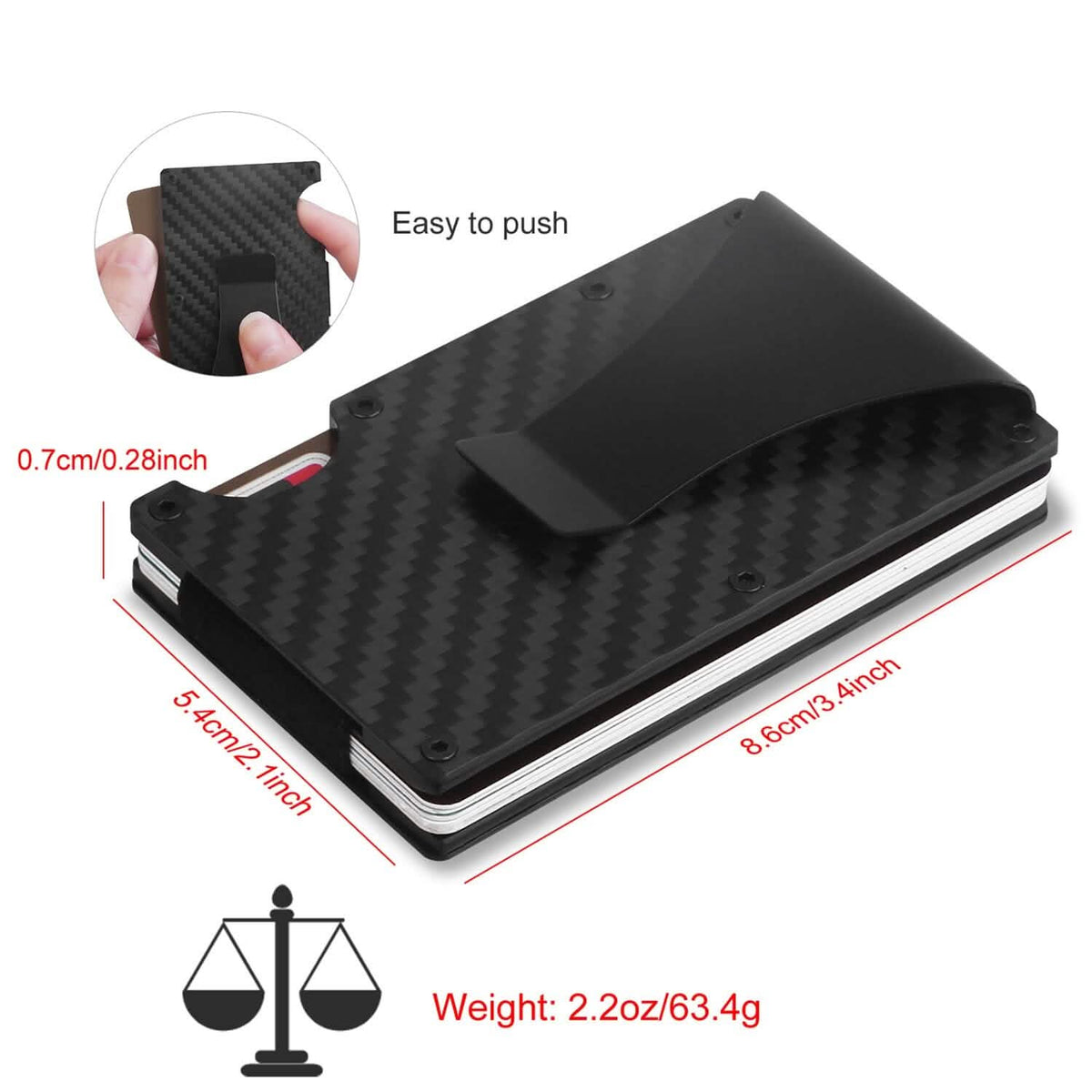 Credit Card Holder with Cash Clip Carbon Fiber RFID Blocking Scan for Men - A-1 Thread Vault